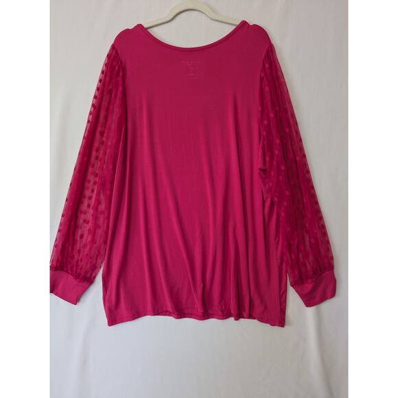 Torrid Super Soft Knit Pink Sheer Polka-dot‎ Long Sleeves Sz 4X Soft Lightweight - Picture 4 of 9